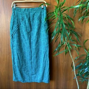 Vintage Green 80’s Print Pencil Skirt